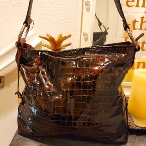 Brighton Embross Snake Print Shoulder Bag